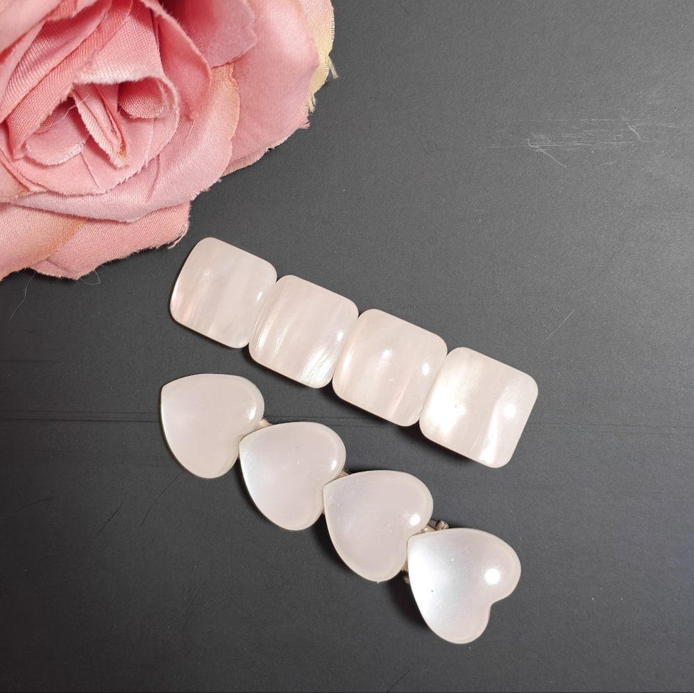 Elegant White Hair Clips Set